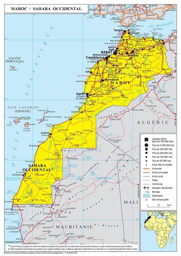 Le ministère français des Affaires étrangères met à jour immédiatement sa carte du Maroc, qui inclut le Sahara occidental dans les frontières du pays